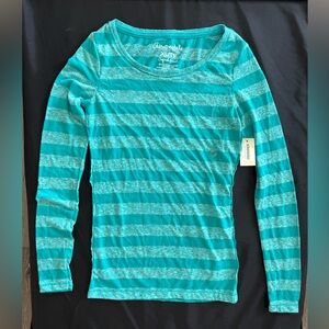Y2K NEW Aeropostale blue / green striped long sleeve shirt